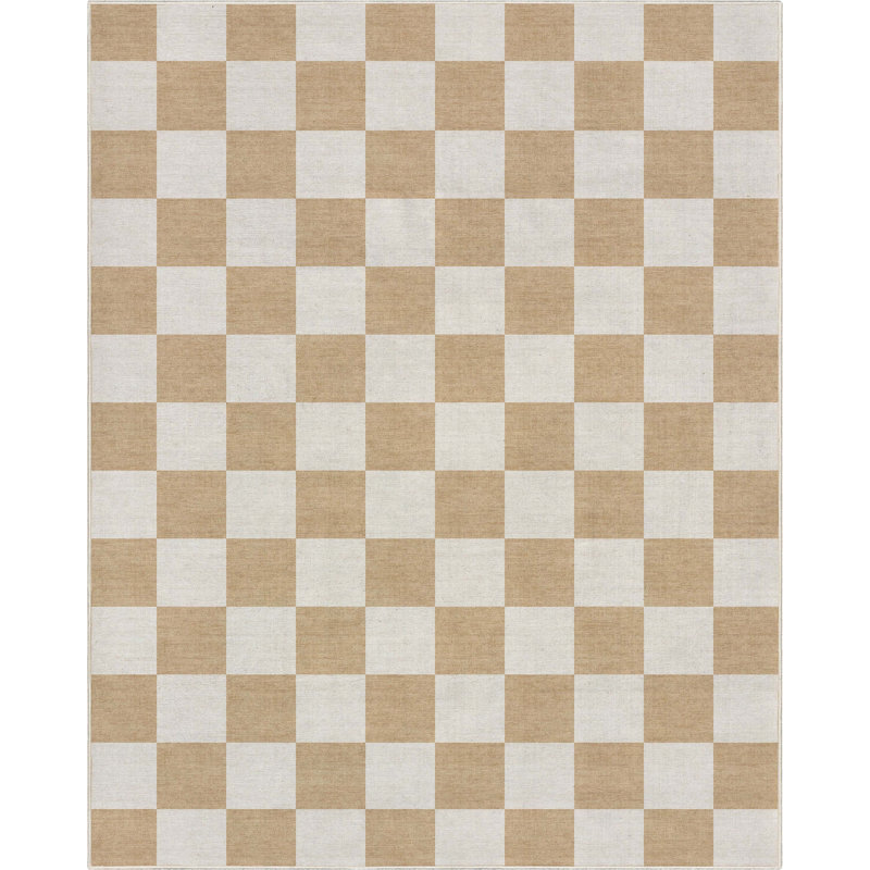 Kehr Square Modern Geometric Yellow Flat-Weave Area Rug, Rectangle 7'10" x 9'10"