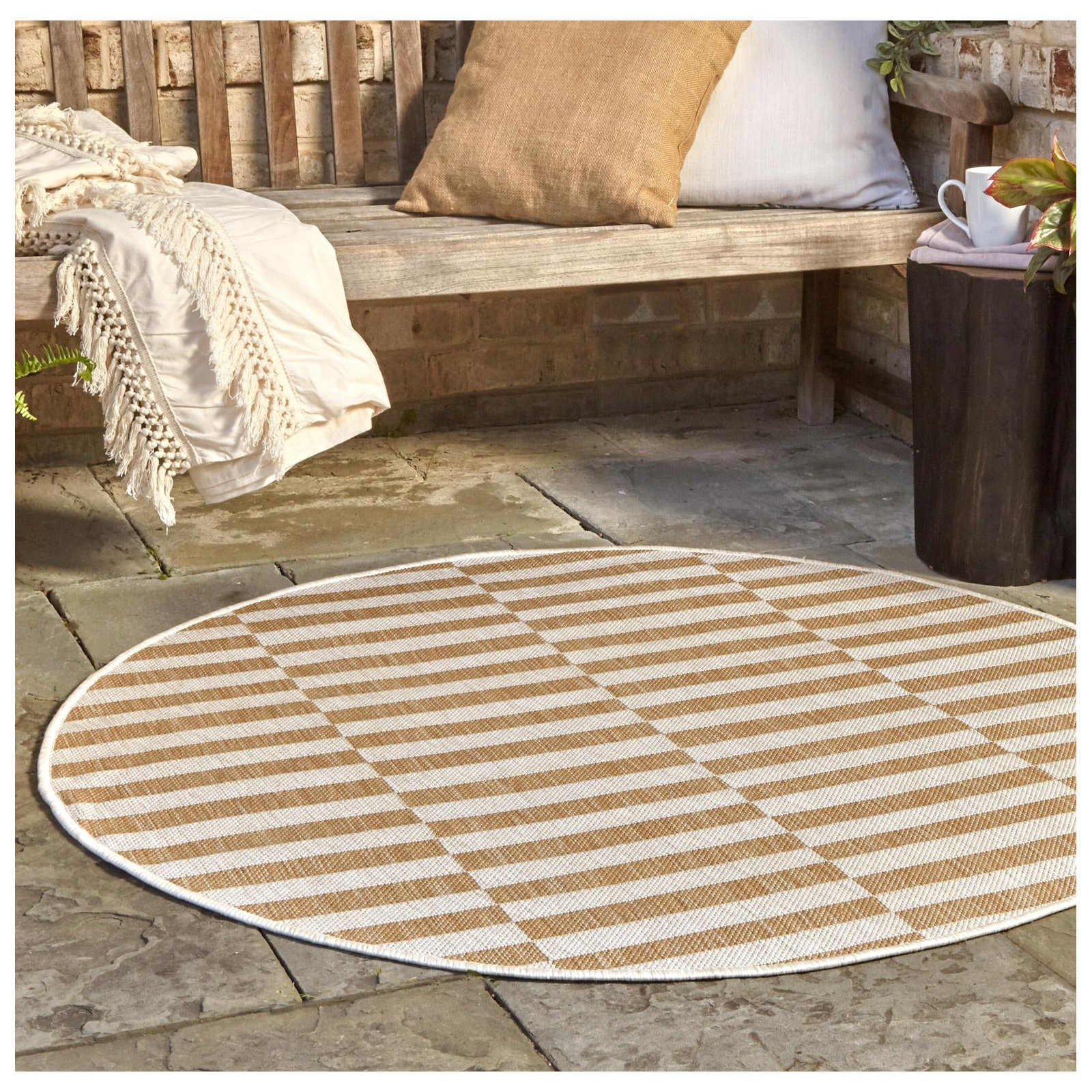 Robinson Brown Indoor/Outdoor Rug, Round 5'3"