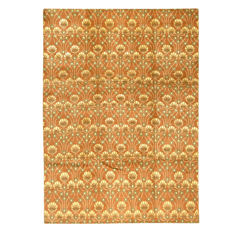 Hand Knotted Area Rug in Terracota