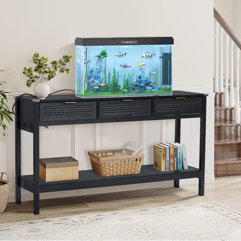 Annitra 55.12'' Console Table, Black