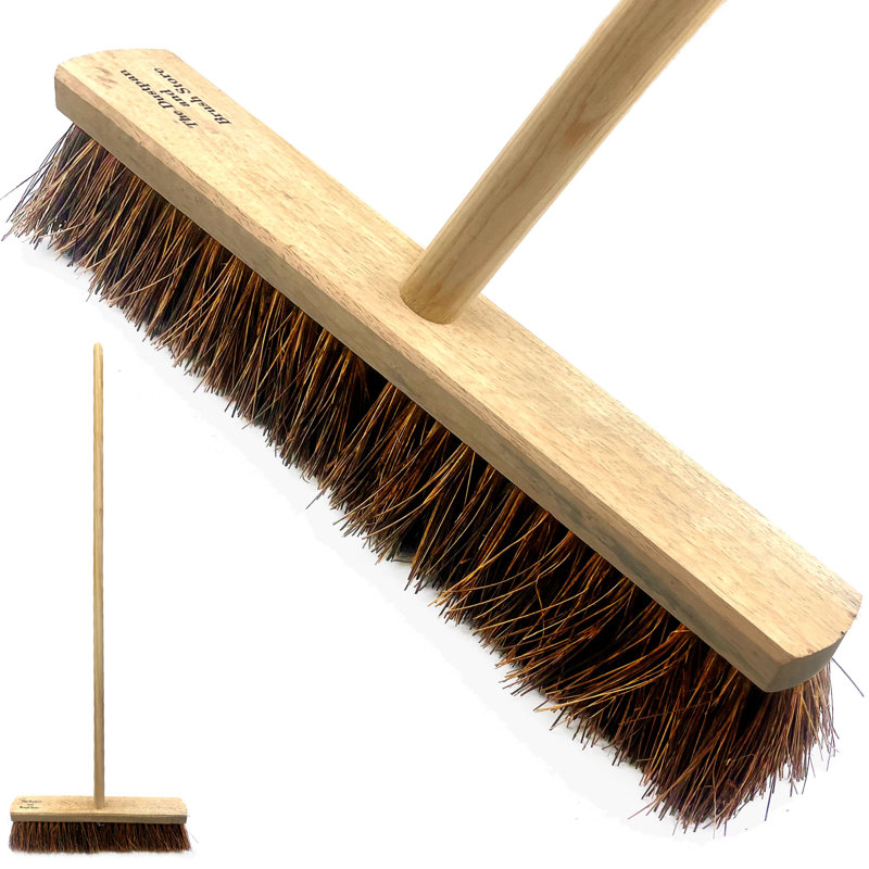 18" Outdoor Broom Heavy Duty Stiff Yard Brush and Handle