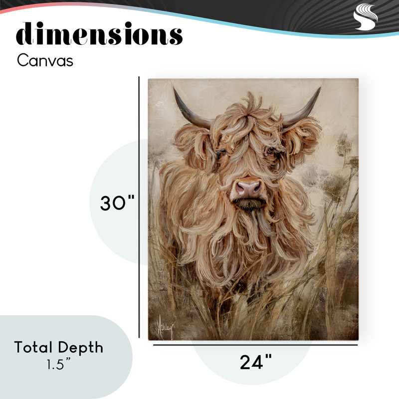 Toile de bœuf bouclée aux cheveux bouclés, design par Ashley Bradley, H 30 po x l 24 po
