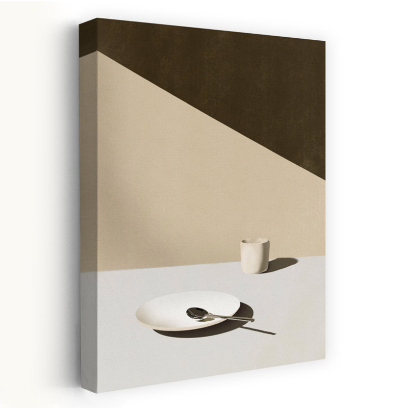 «Minimalist Plate and Shadows Abstract», reproduction d'art géométrique murale contemporaine, H 60 po x l 40 po
