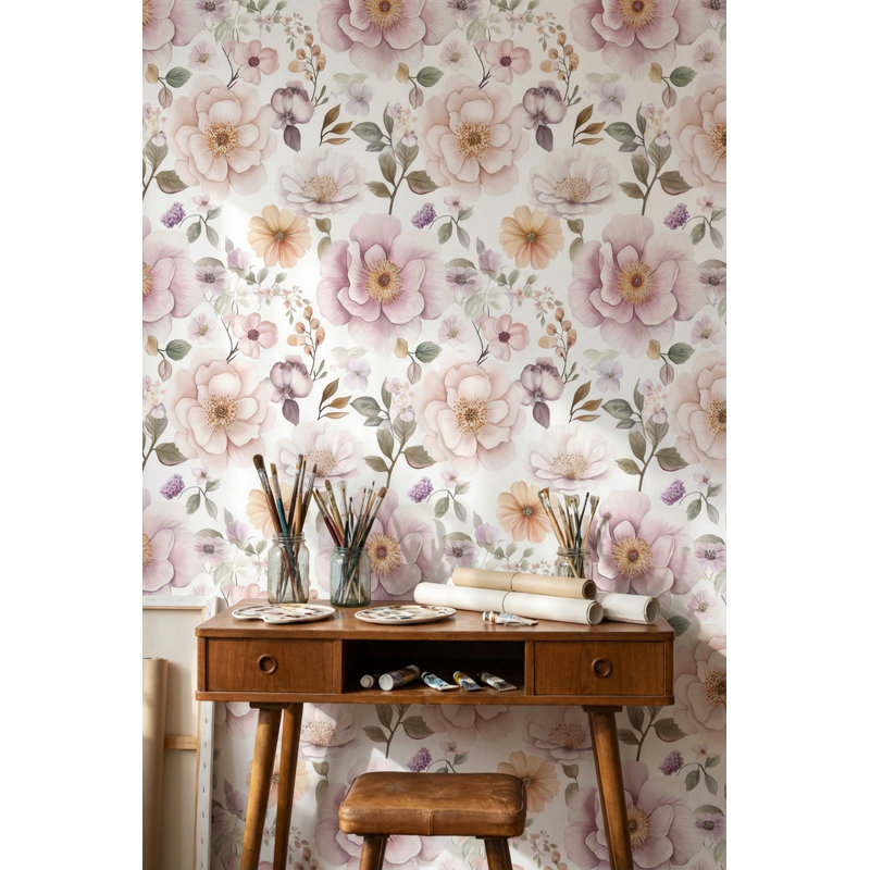 Papier peint floral avec fond blanc