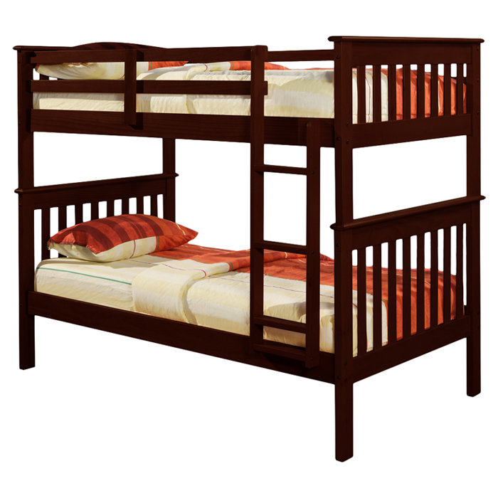 Dubbo Twin Over Twin Solid Wood Standard Bunk Bed by Harriet Bee, Cappucino