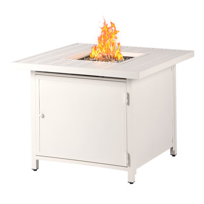 Raeann Square Aluminum Propane Fire Pit Table with Lid