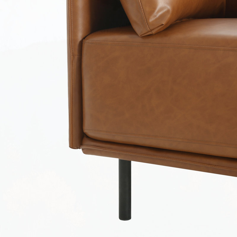 Chaise longue rembourrée avec revêtement Raab, Similicuir brun