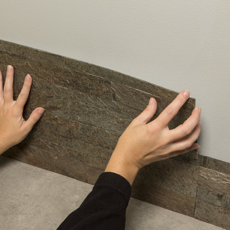 Dosseret en pierre Aspect peler et coller (panneau 5,9 po x 23,6 po x 1/8 po - environ 1 pied carré), Quartz terni