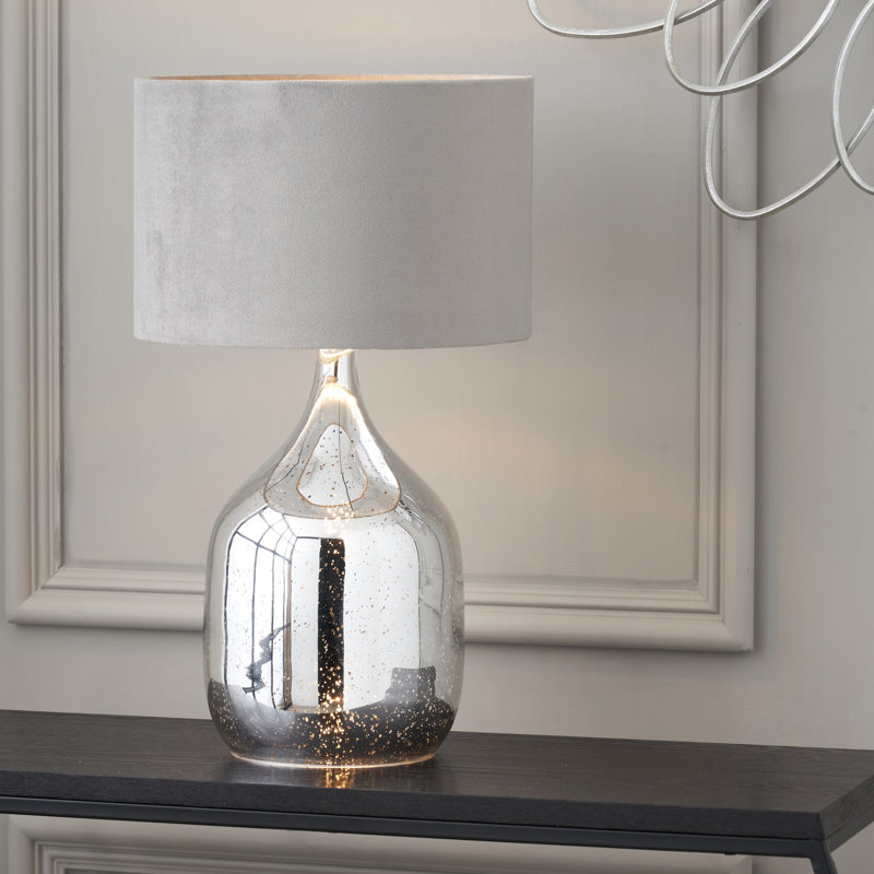 Anselmi Glass Table Lamp, Grey, Silver