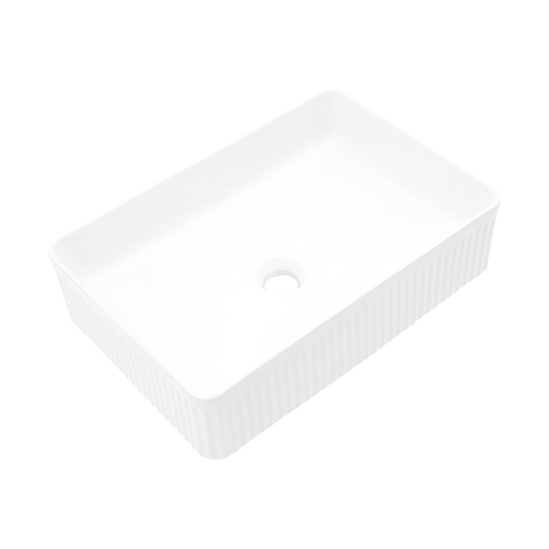 Lavabo de salle de bain rectangulaire en céramique blanche de qualité - style vasque, teinture, vasque de longévité, finition lisse