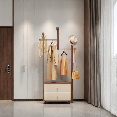 Ash Wood Coat Rack Storage Bench