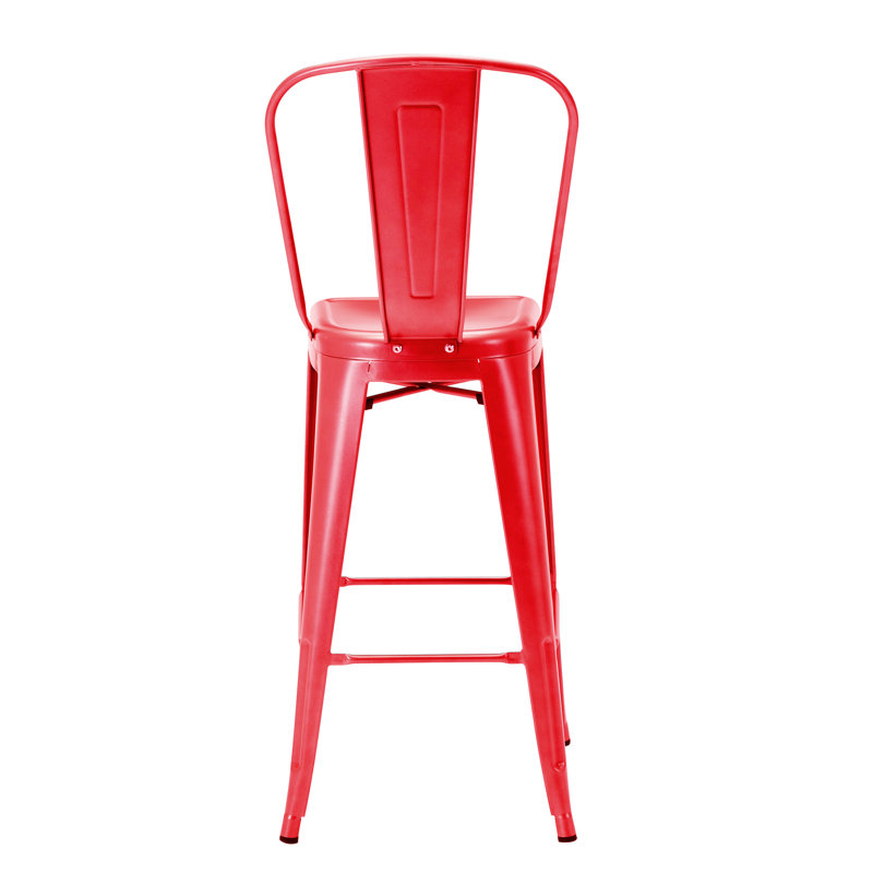 Tabouret de bar galvanisé Iyasia, 30 po, Rouge