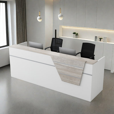 78.74-Inch Vintage Front Desk with Lockable Drawers, Perfect for Reception or Computer Use