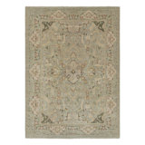 Rug & Kilim’S Polonaise Style Rug In Light Green With Floral Medallions