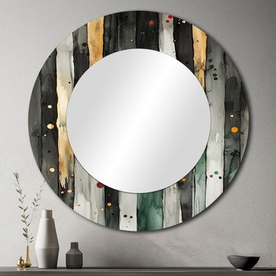 Doré et vert, optique, éthéré, courants I - miroir fauvisme pour décoration murale - imprimé sur métal