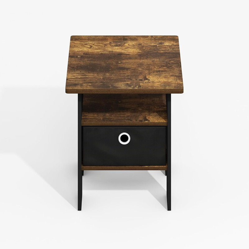 Table de bout, table d'appoint avec tiroir à bacs, chêne ambré