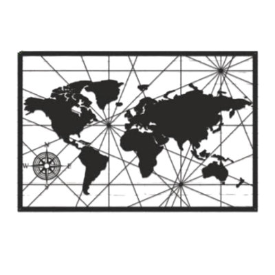 EMERALD-World Map Wall Art-Black
