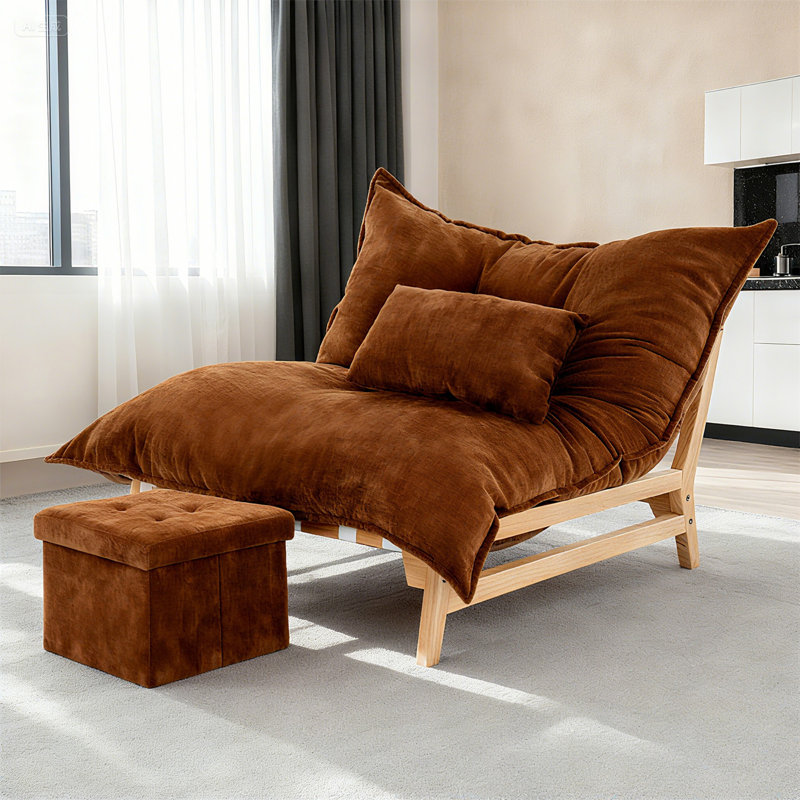 Chaise longue surdimensionnée rembourrée, Brun