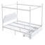 Metal Canopy Bed Queen With Upholstered Headboard And Two Storage Areas, White Platform Size 2 Compartment Units,