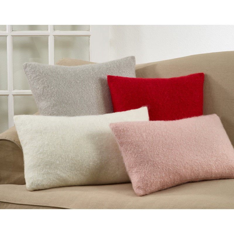Red Faux Mohair 22" Square Pillow Cover