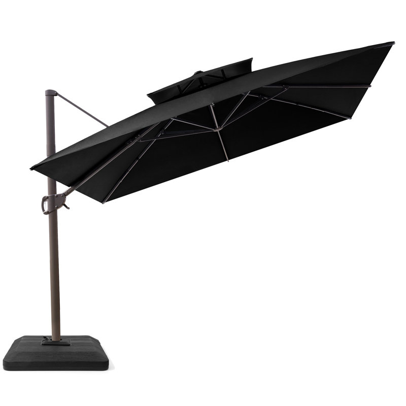 Winon 132'' Cantilever Umbrella with Crank Lift , Counter Weights Included, Black