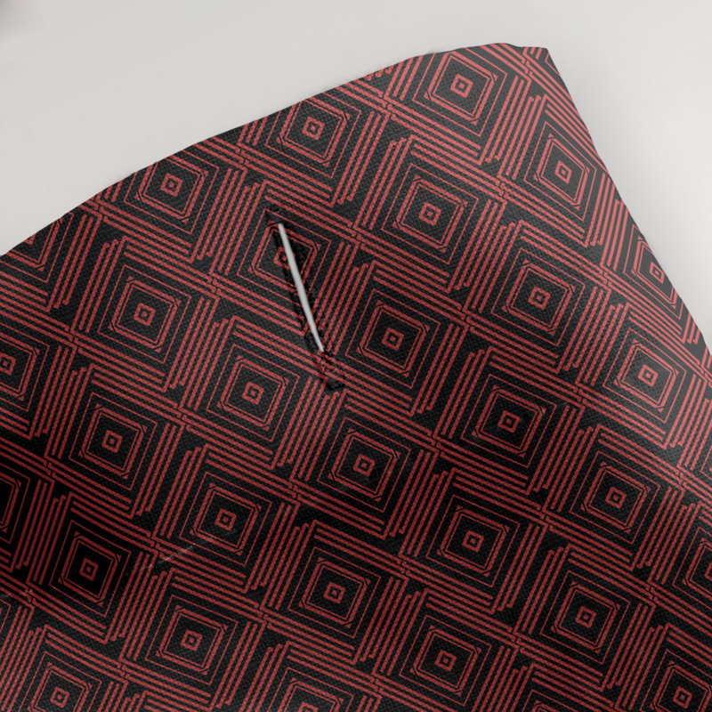 Rideau de douche simple Maze Square, Noir / Rouge