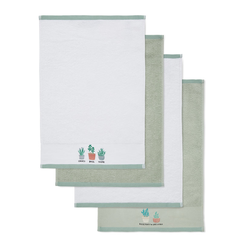 Mixed Herbs Pack Of 4 Cotton Tea Towels