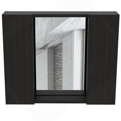 Armoire à pharmacie à double porte H 19 po, une tablette externe, noir