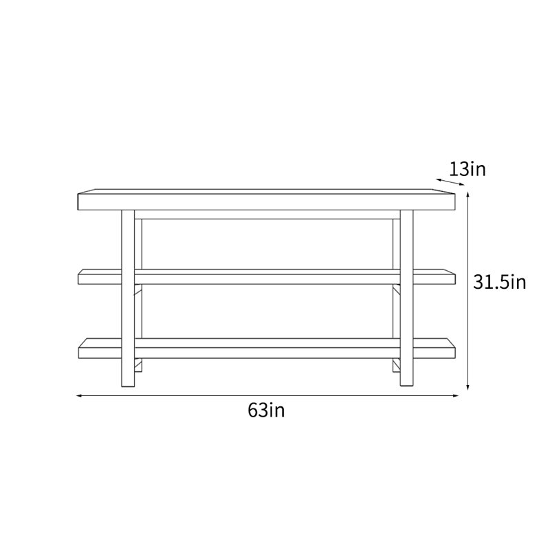 Console rétro de style pastoral, H 31,5 po x l 63 po x P 13 po