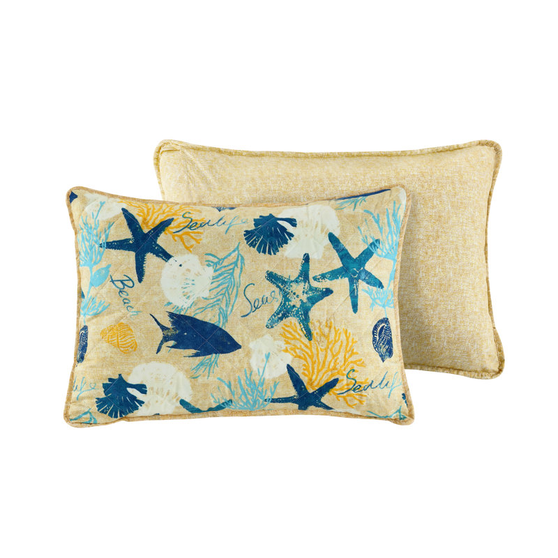 Loaiza Coastal Polyester Standard Animal Print Quilt, Twin Quilt + 1 Standard Sham + 2 Throw Pillows