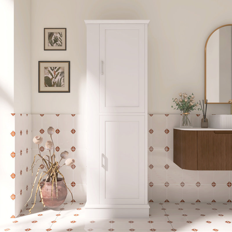 Grande armoire de rangement autoportante Bathroon, Blanc
