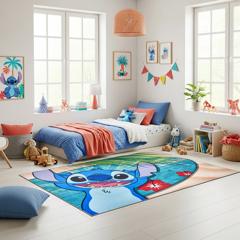 Tapis pour enfant à motif de flanelle imprimé à motif de flanelle à motif hawaïen sous-marin à motif licou Disney