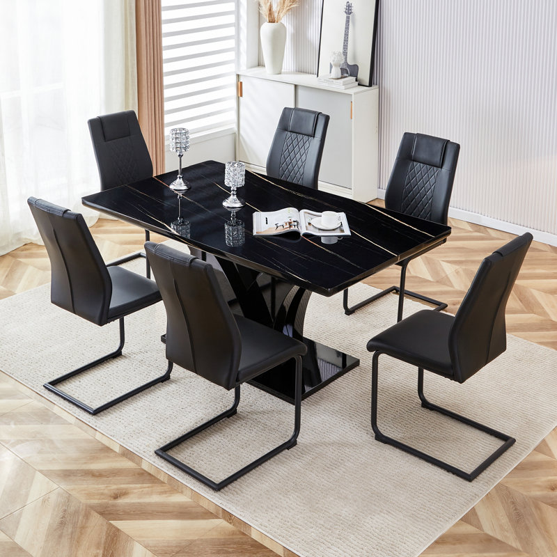 Chaises de salle à manger Kimara, Noir, Argent