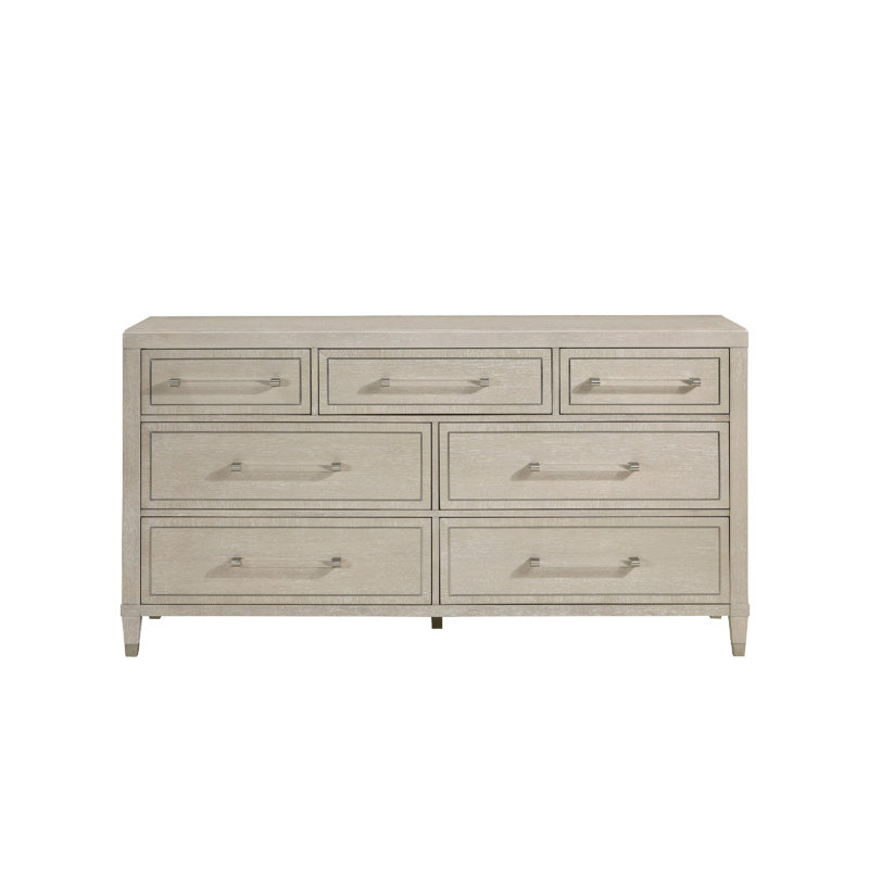 Commode Olto, 70 pouces, 7 tiroirs avec poignées transparentes, chêne clair