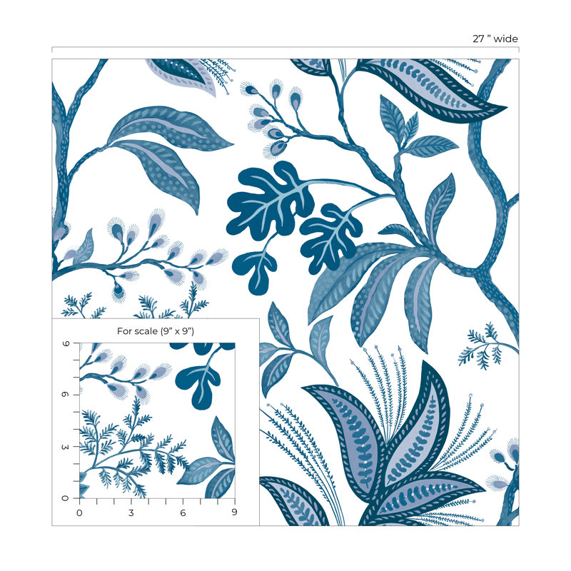 Rouleau de fleurs Addiston, Bleu / blanc / bleu marine