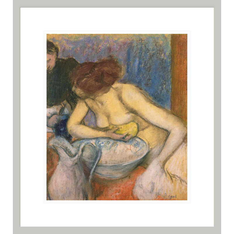 La toilette par Edgar Degas - estampe numérique encadrée, H 19,93 po x l 17,75 po