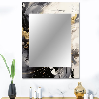 Or et gris Flusion Fusion IV - miroir mural abstrait, miroir décoratif moderne, impression d'art en métal
