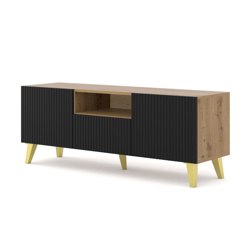 Fontainbleau Unfinished TV Unit for TVs up to 65", Black/oak wood