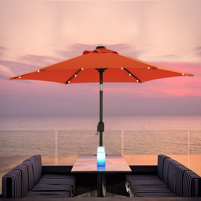Parasol de marché lumineux 7,5 pi Atanase, H 84 po x l 86,6 po x P 86,6 po, Orange