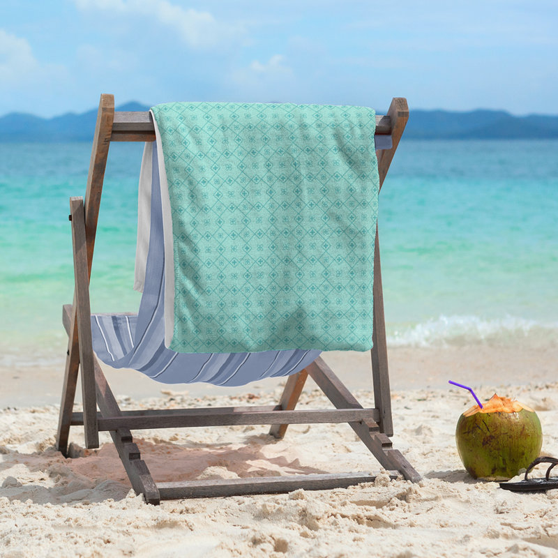 Katelyn Elizabeth Beach Towel, Teal/White