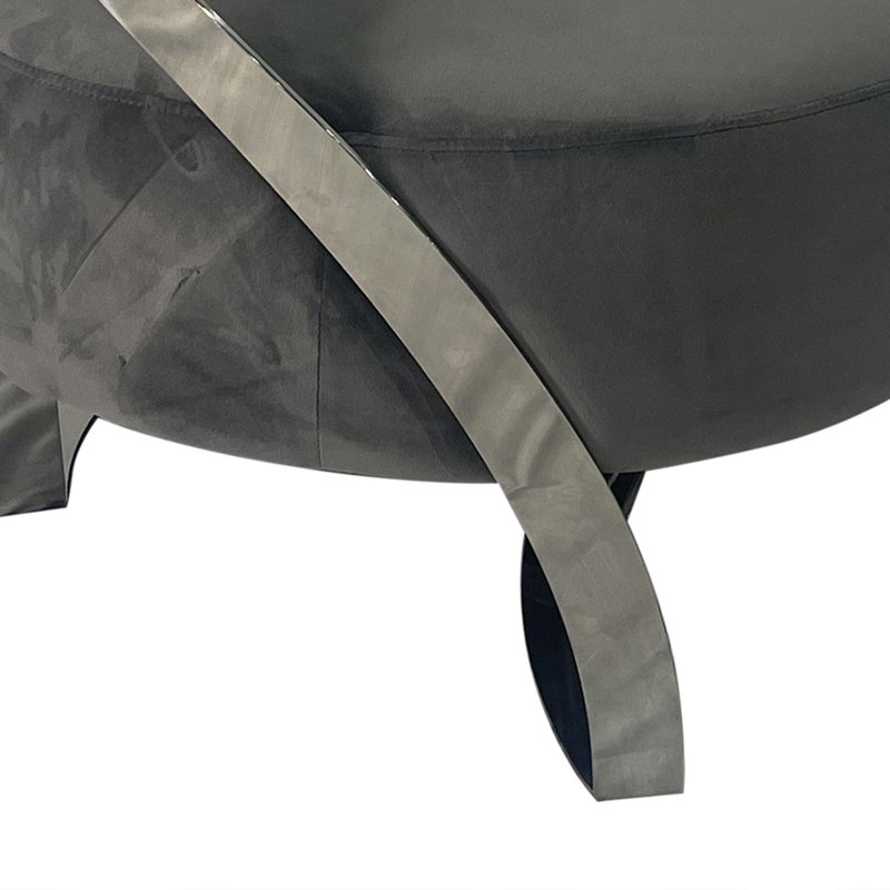 Gray Velvet and Silver Modern Armchair
