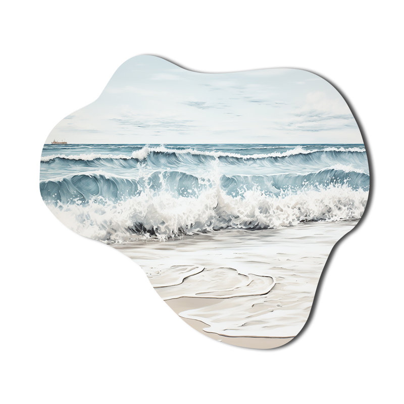 Plage, paysage minimaliste III - plage asymétrique côtière, reproduction d'art murale en métal, H 25 po x l 28 po x P 1 po