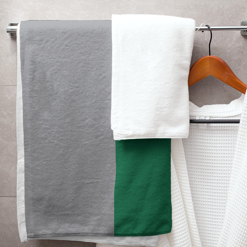 Vancouver Lightweight Bath Towel, Cool Gray/Green/Cool Gray, Poly/Cotton