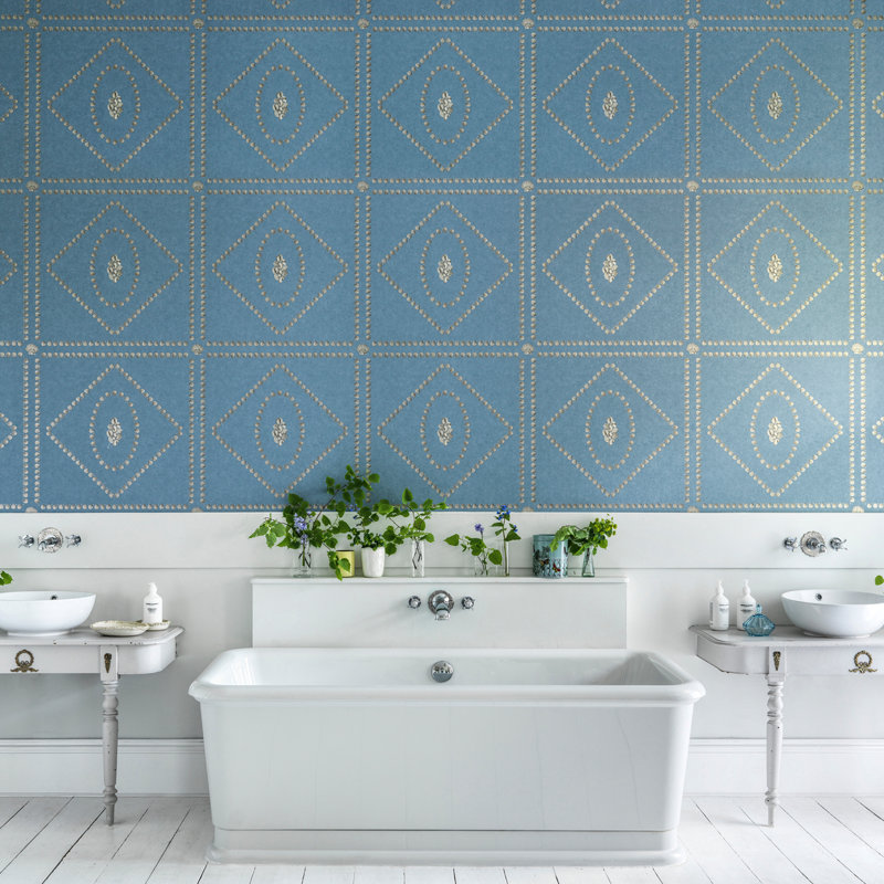 Fornasetti Senza Tempo II Geometric Wallpaper Roll, Gold/Stone