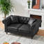 Canapé en tissu 66 po Chesterfield ‌Tech, canapé à accoudoirs roulés en tissu High-Tech, canapé rembourré de style Mid-Century, canapé 2 places pour salon, bureau, appartement, noir-1713577256-1713577259