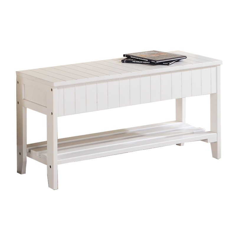 White Solid Wood Shoe Bench - Organized And Practical Storage With Generous, White
