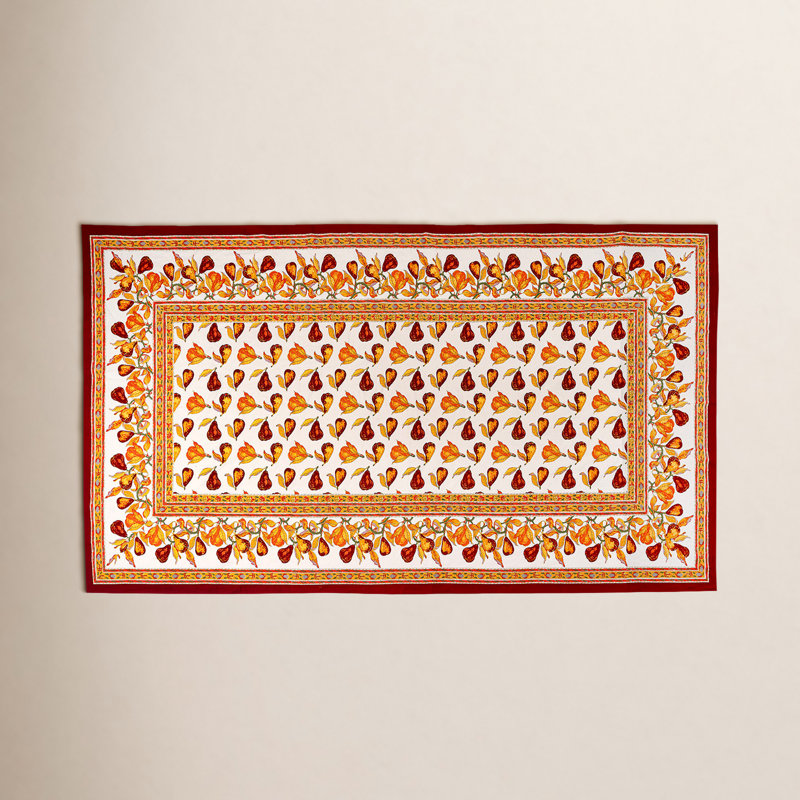 Orchard Pear Handmade Floral Tablecloth, 142" x 71"