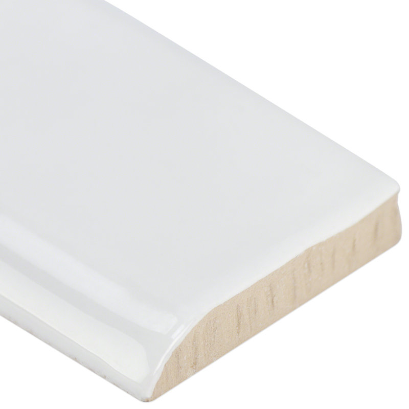 Brookline White 2x10 Polished Ceramic Bullnose Tile