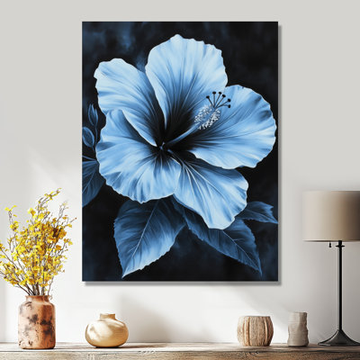 Hibiscus in Blue and Black - Floral Metal Decor