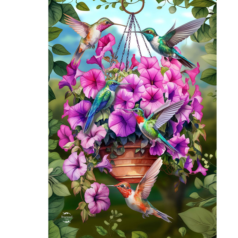 Drapeau de jardin colibris et pétunias